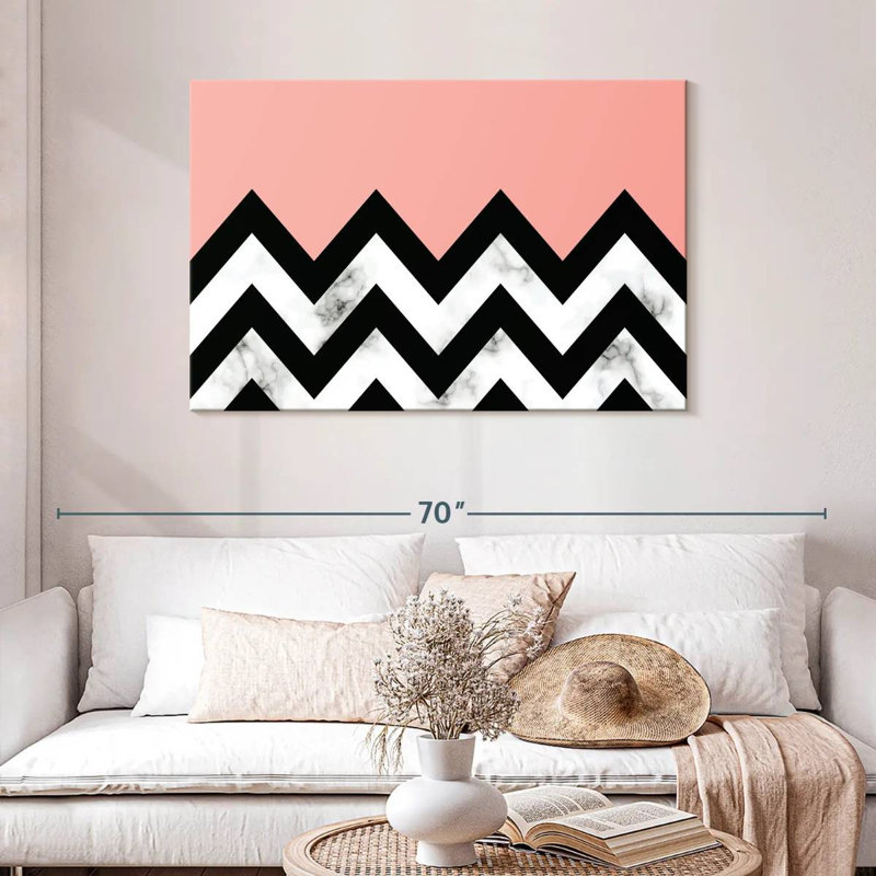 Avery abstrait zigzag contraste de marbre, H 30 po x l 45 po