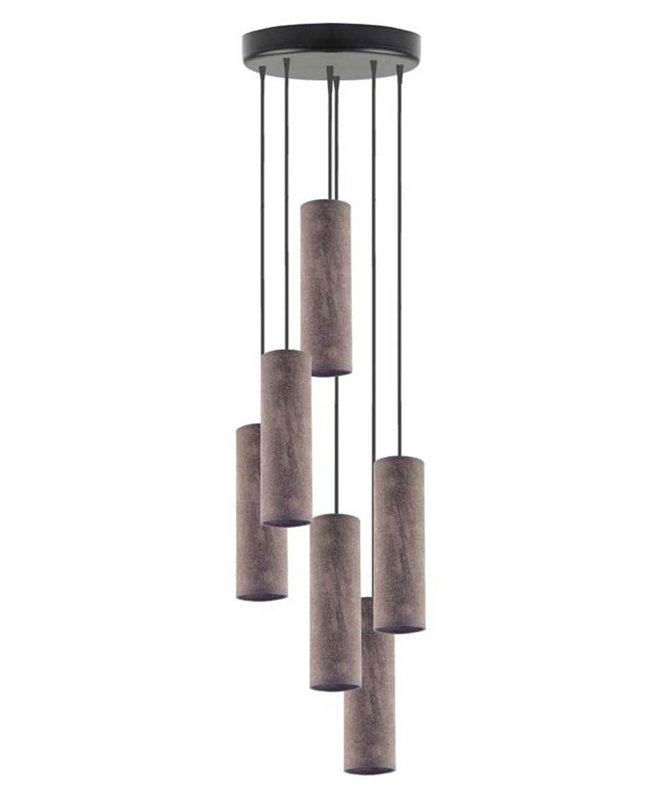 Denegal 6 - Light Cluster Pendant, Rustic Grey, Black