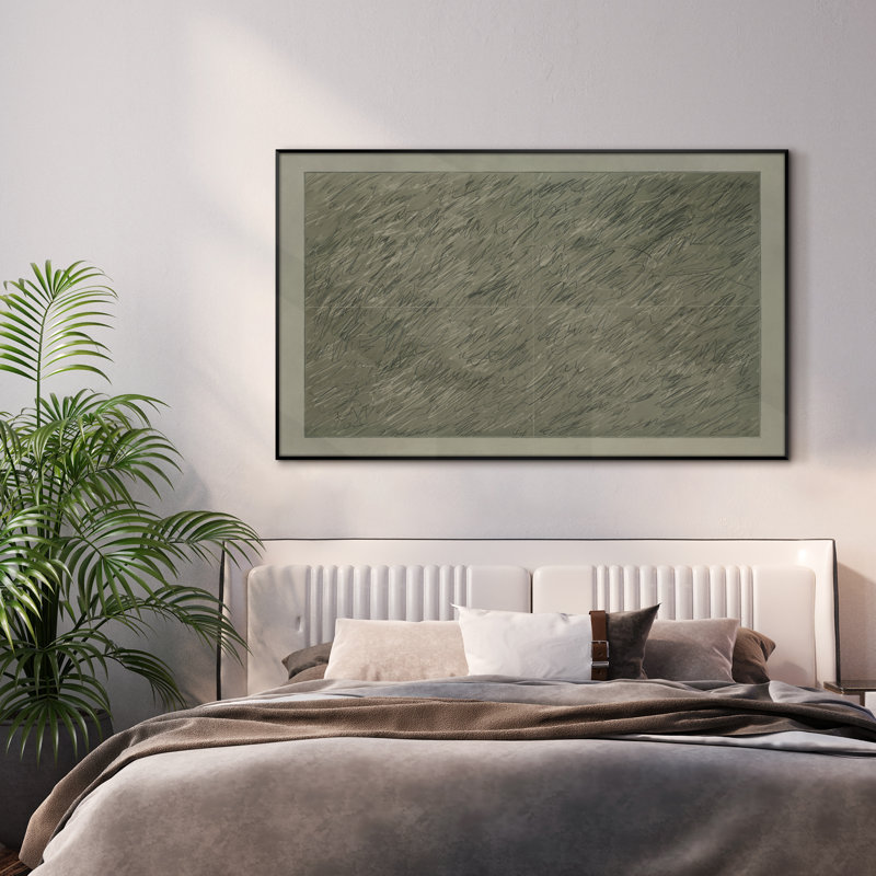 Très grande impression abstraite de lignes murales - œuvre d'art minimaliste d'inspiration griffonneuse grise pour le salon ou la chambre à coucher, assemblage de cadre requis