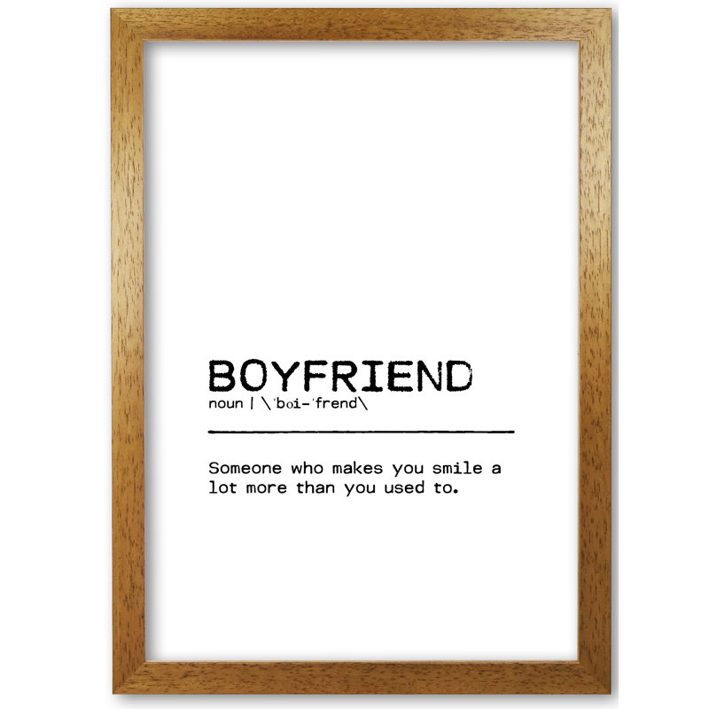 Boyfriend Smile - Print, Honey Oak Frame, 42 cm H x 30 cm W x 5 cm D