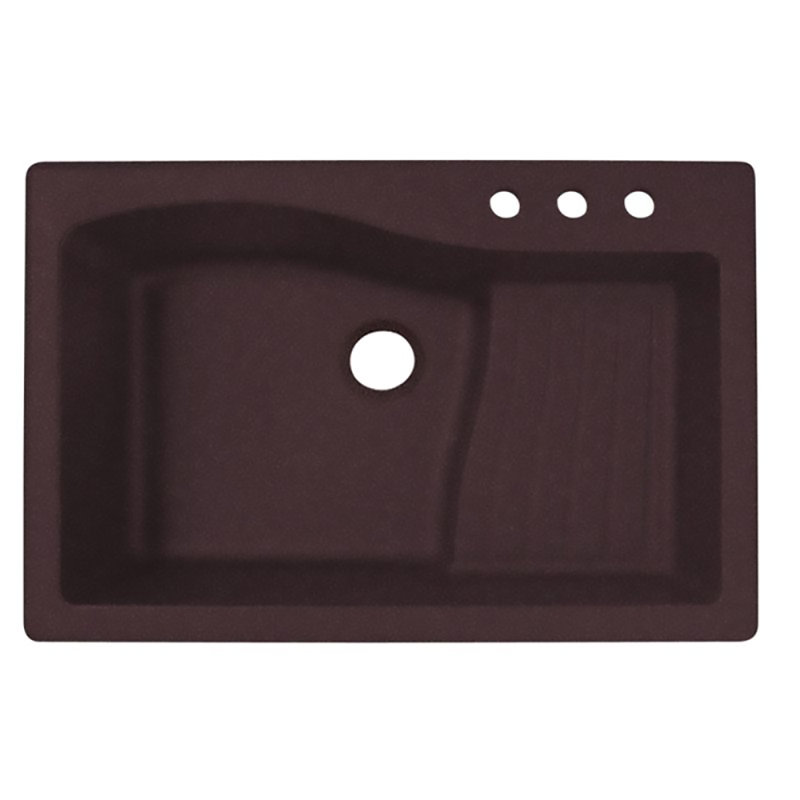 33'' L Mounting / Installation Required Single Bowl Quartz Kitchen Sink, 3 Hole, Espresso