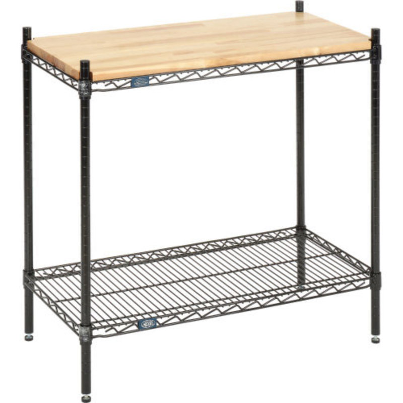 Nexel 34" Chrome Finish 2-Tier Wire Display Unit with Hardwood Deck