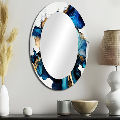 Abstrait marbre géode bleue II - miroir mural ovale moderne bleu