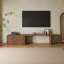 Modern Walnut Extendable TV Stand, Adjustable 63"–87" Console with Storage for TVs up to 85"