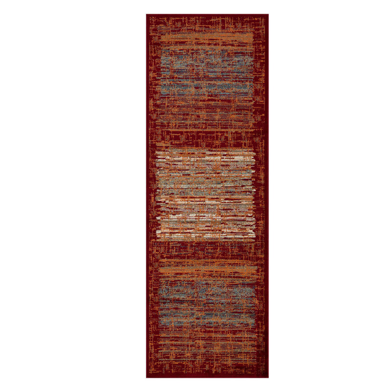 Tapis intérieur rayé 100% polypropylène Ellagh Farmhouse, Tapis de couloir 2 pi 7 po x 8 pi