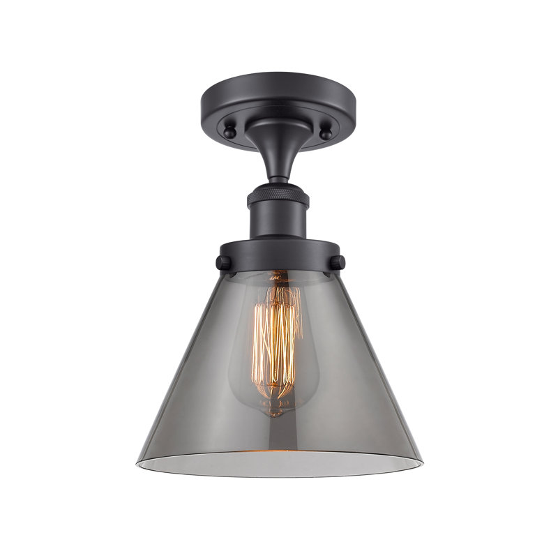 Plafonnier semi-encastré 8 lumières Gwinnett, Noir mat, Ampoule non incluse, Plaqué couleur fumée