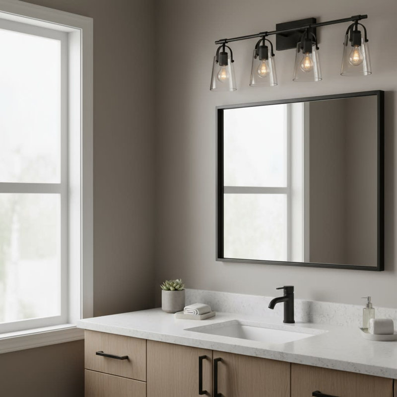 Foster Four-Light Bath Vanity w/ Clear Glass Shades