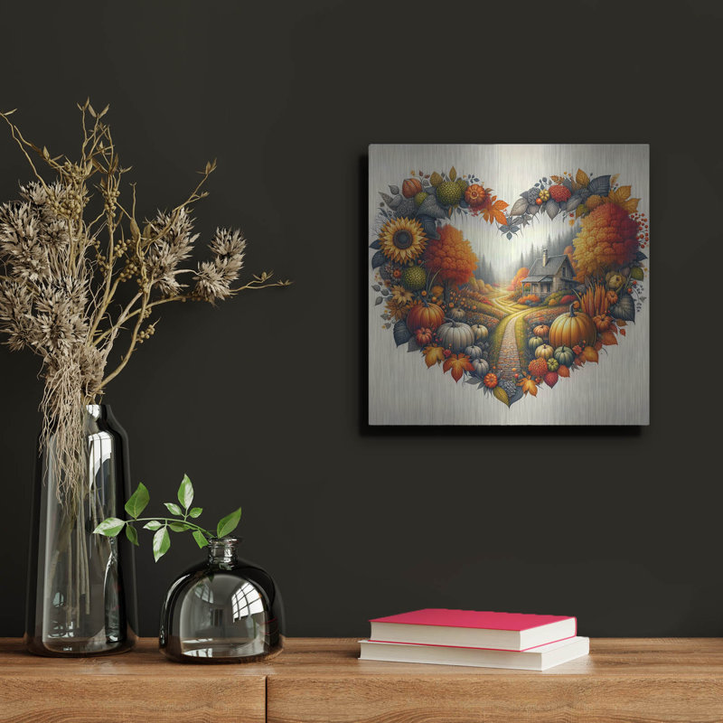  «Fall In Love 5» par Rey Klimt, art mural en métal, 12 po x 12 po, H 12 po x l 12 po