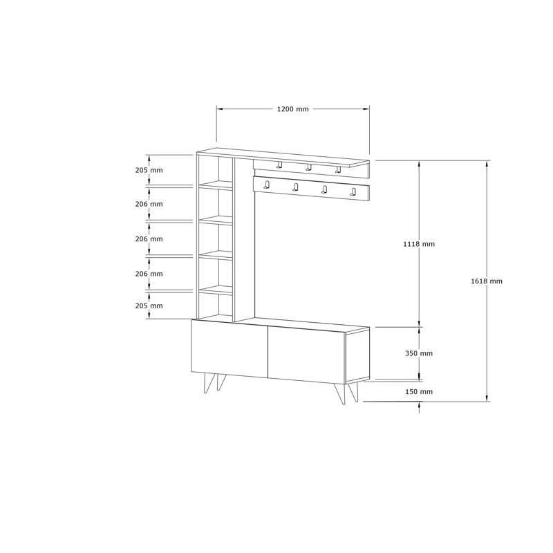 Support de couloir Jeffenese moderne avec finition noyer, 47,2 po x 63,7 po x 12,6 po | 100% panneau de particules enduit de mélamine, épaisseur: 0,7 pouce | Conception élégante et fonctionnelle, parfaite pour les entrées et les couloirs, durable et facile à nettoyer, solution de rangement élégante
