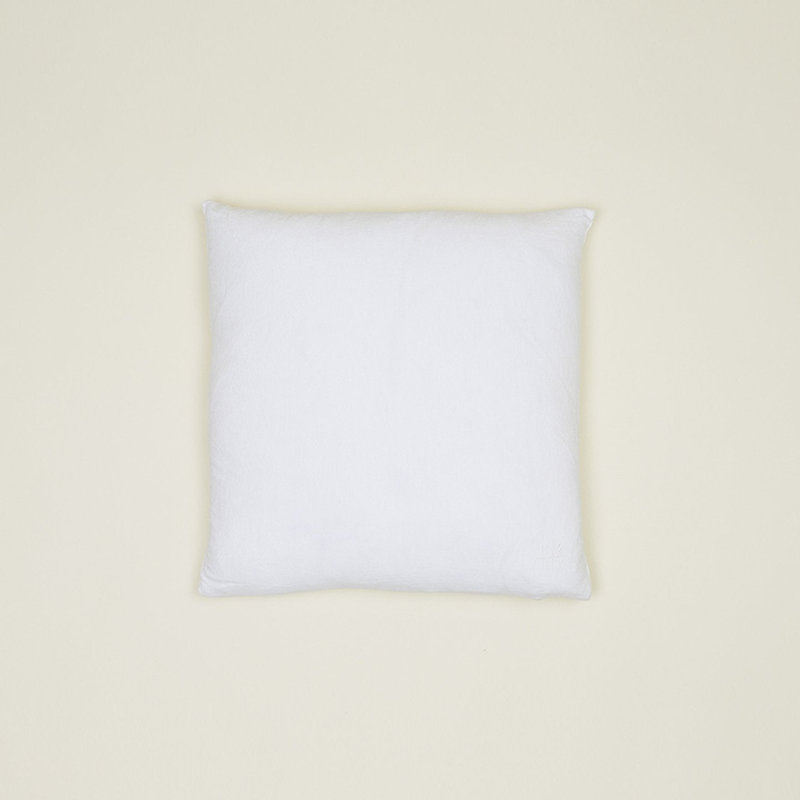 White 18" Square Embroidered Linen Throw Pillow