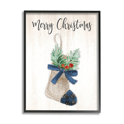 Chaussette de Noël à motif écossais «Merry Christmas» par Lanie Loreth - Peinture