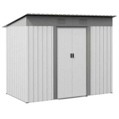 Metal Lean To Garden Shed, Outdoor Storage Shed, Garden Tool House With Double Sliding Doors