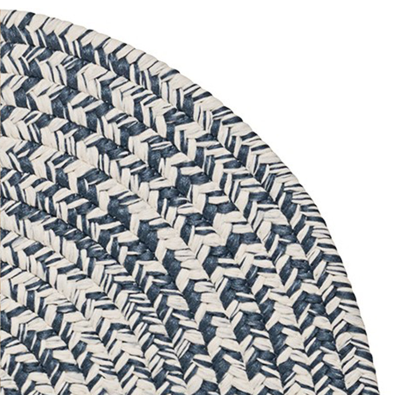Tapis bleu / ivoire tressé à la main Allyria, Ovale 10 pi x 13 pi