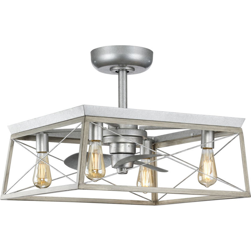 22'' Ceiling Fan with Light Kit, Galvanized