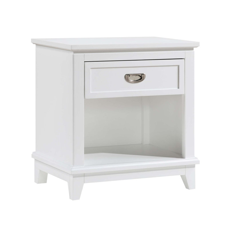 Table de chevet 1pc avec tiroir de rangement et tablette inférieure, Blanc