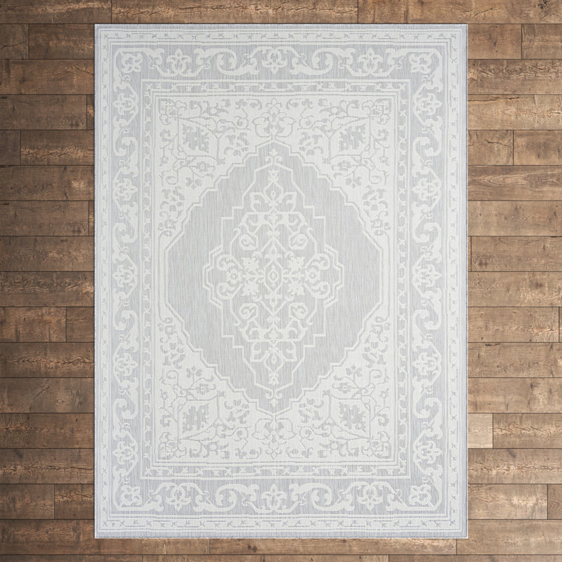 Aryaa Rae Oriental Gray Indoor / Outdoor Area Rug, Rectangle 4' x 5'3"