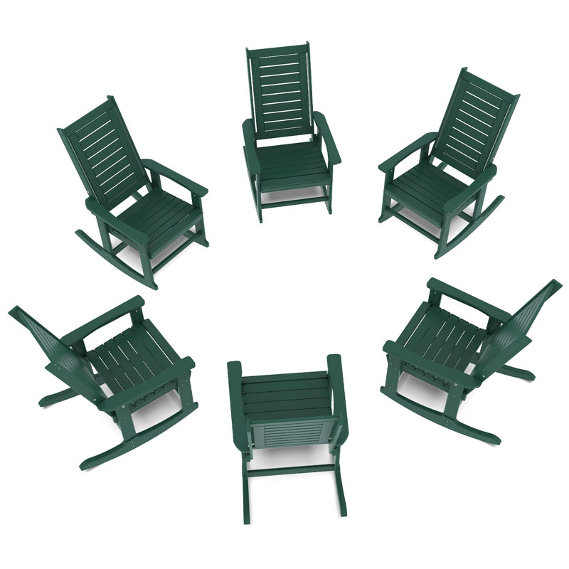 Chaise berçante d'extérieur Hdpe (ensemble de 6), Forest