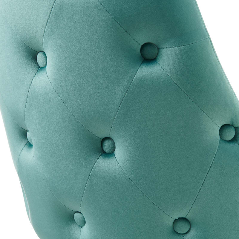 Chaise parsons capitonnée en velours, Tissage uni bleu sarcelle
