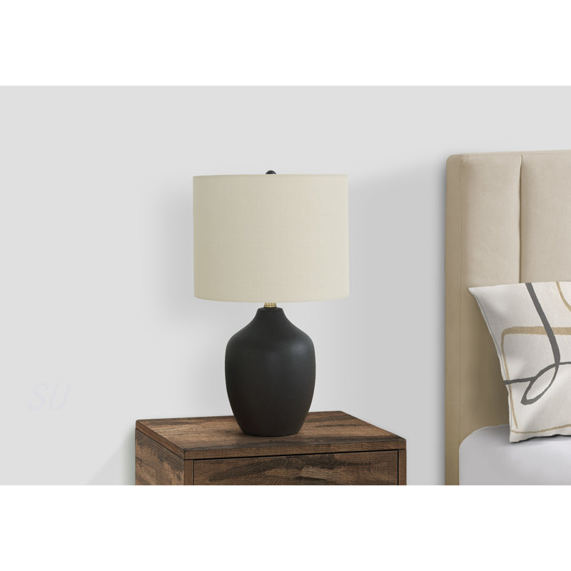 Lighting, 22"H, Table Lamp, Black Ceramic, Ivory / Cream Shade, Transitional