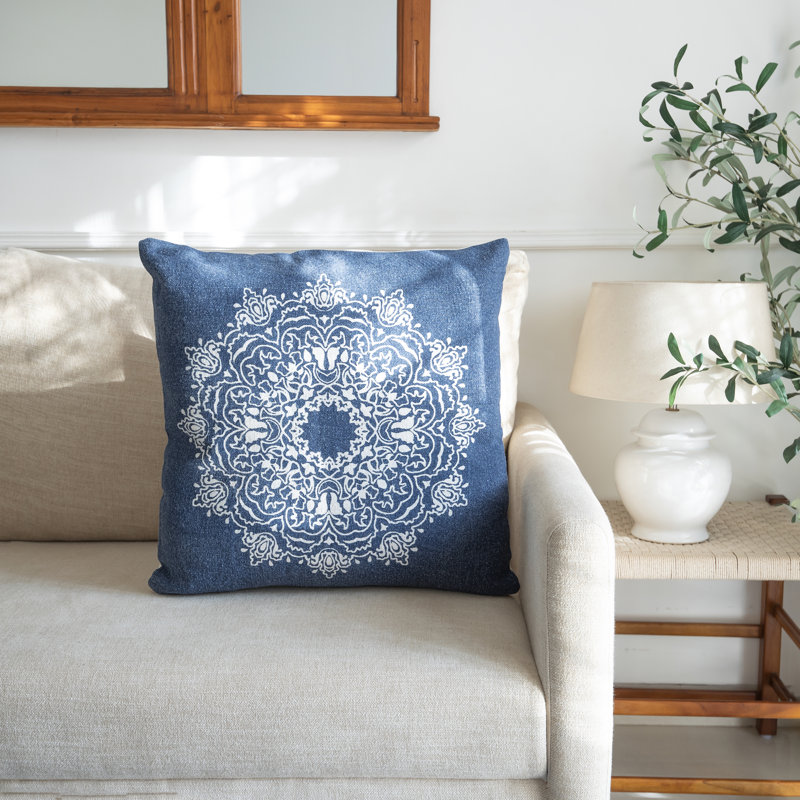 Housse de coussin en coton Home Goods Intricate, polyester, Bleu