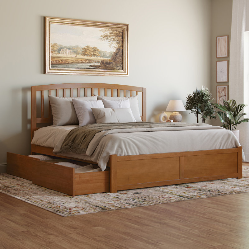 Richmond Solid Wood Platform Bed with Panel Footboard and Storage Drawers, King