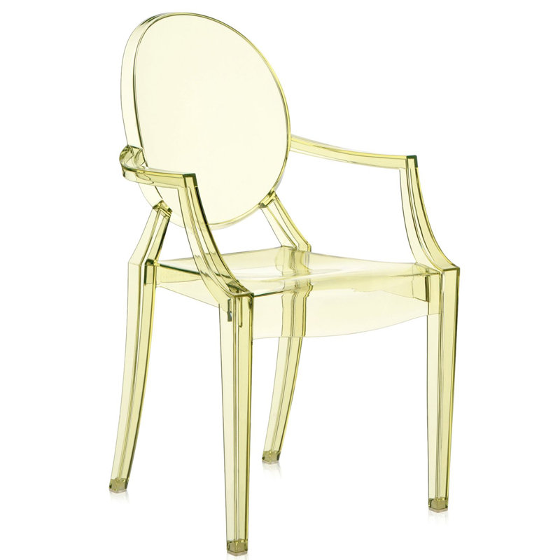 Chaise avec accoudoirs Louis Ghost, Jaune