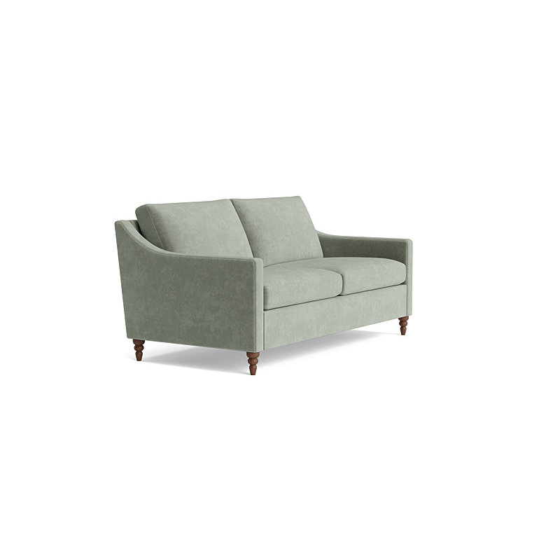 Vera Loveseat (70"), Walnut Finish (Turned), Velvet - Sage