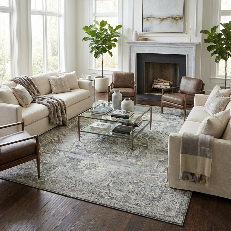 Corisande Wool and Viscose Oriental Indoor Rug, Rectangle 8' x 10'