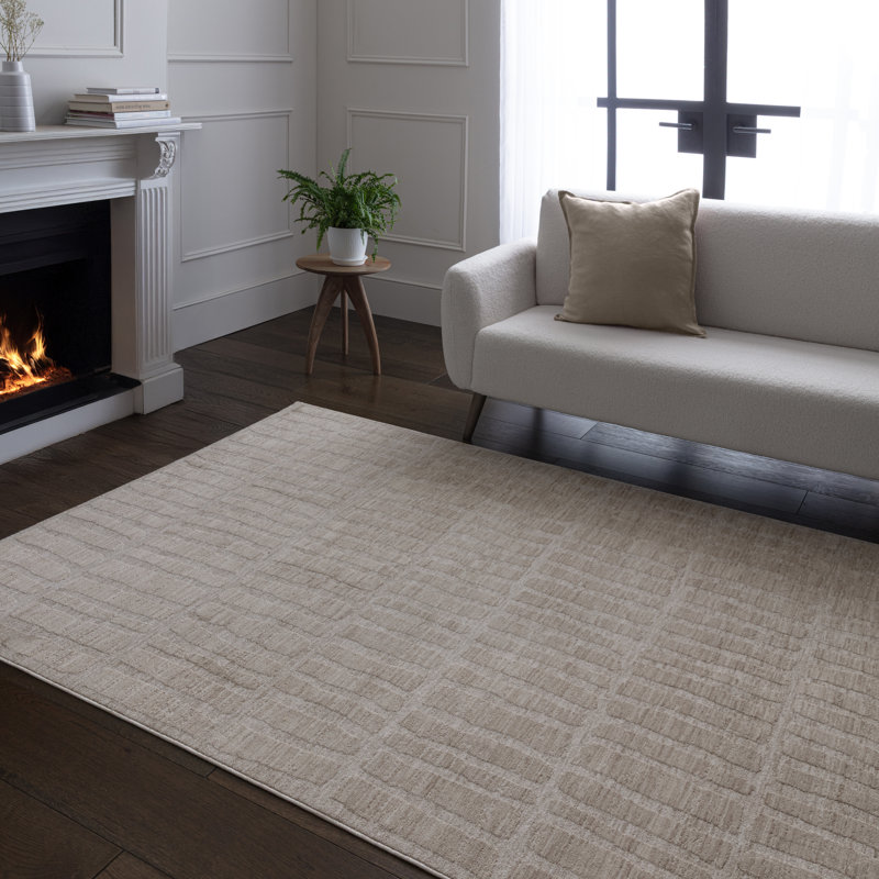 Asiatic Laurent Grid Cream Area Rug, Rectangle 120 x 160 cm