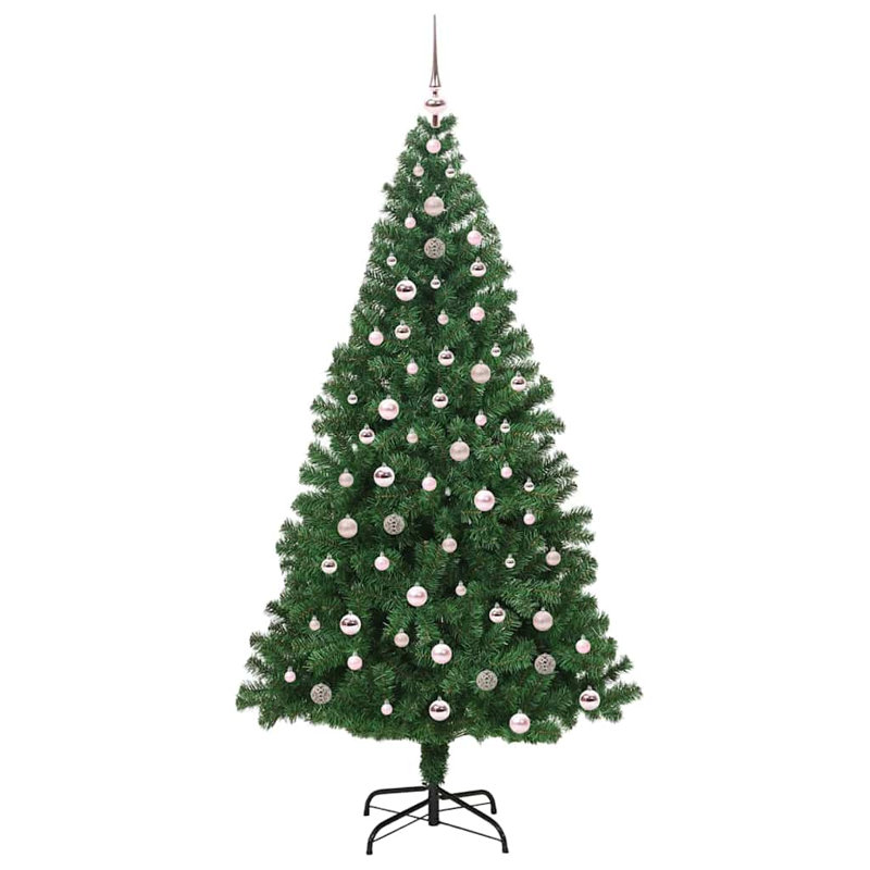 vidaXL Artificial Christmas Tree with 300 LEDs with Stand Green, 7.87 ft