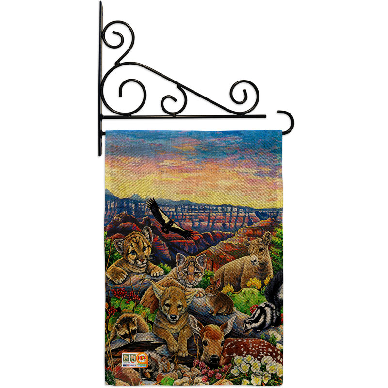 En toile jute 2 côtés de canyon friends 19 x 13 po drapeau de jardin