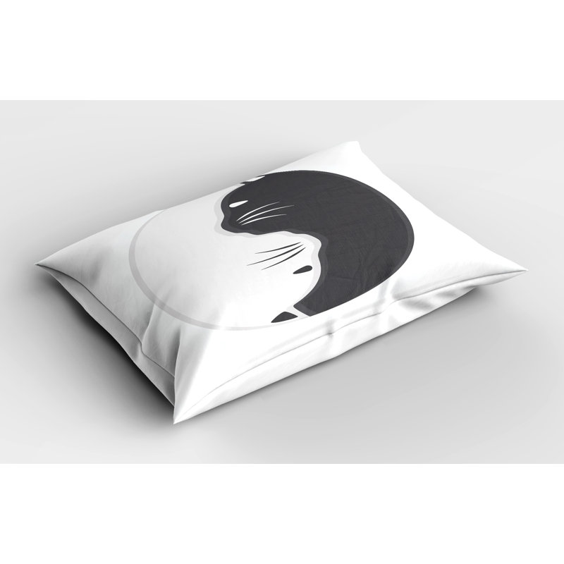 Ensemble de 2 taies décoratives Ambesonne Yin Yang noir et blanc chats gris pâle et gris, H 20 po x l 30 po