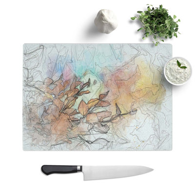 Tempered Glass Autumn Leaves Chopping Board