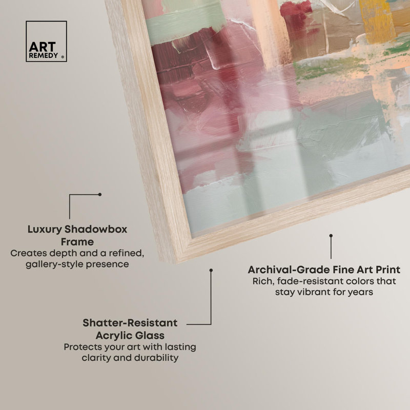 «Harbor Hues II Shadowbox Print Sunset» par Art Remedy, cadre blond, 13 x 13, H 13 po x l 13 po, Cadre blond