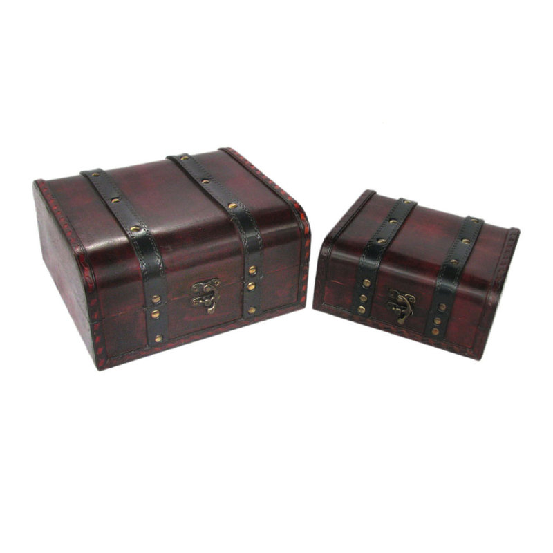 Ensemble 3 pièces de boîtes décoratives en bois map