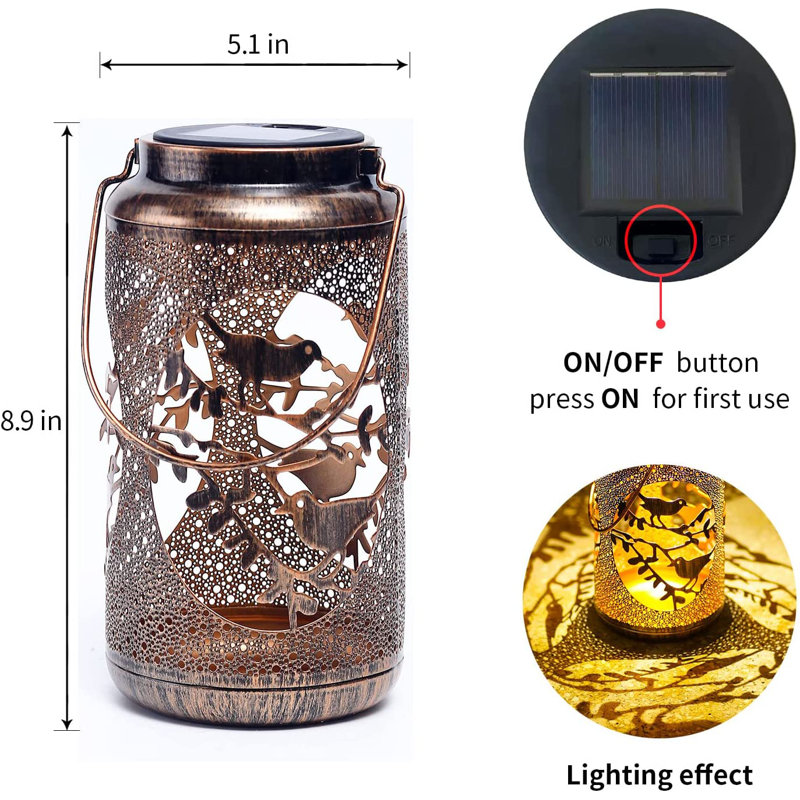 9'' Solar Powered Integrated LED Cylinder Lantern