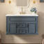 Meuble-lavabo mural 36 po avec lavabo et tiroirs en céramique, meuble-lavabo simple de style français avec charnières à fermeture douce