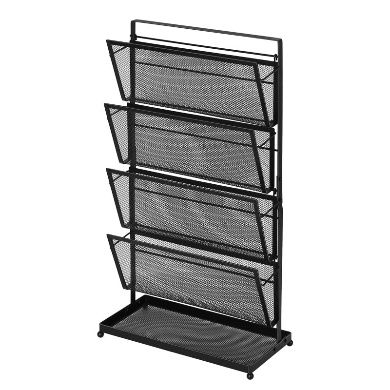 Classeur de bureau vertical à 4 niveaux, blanc, Noir