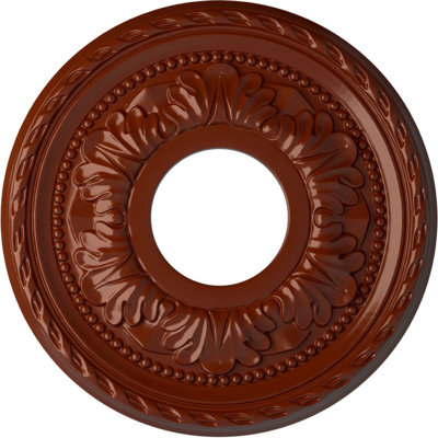 Médaillon de plafond Endurathane Palmetto, DE 11 3/8 po x P 3 5/8 po x P 7/8 po (convient aux auvents jusqu'à 4 1/2 po), finition brique réfractaire peinte à la main