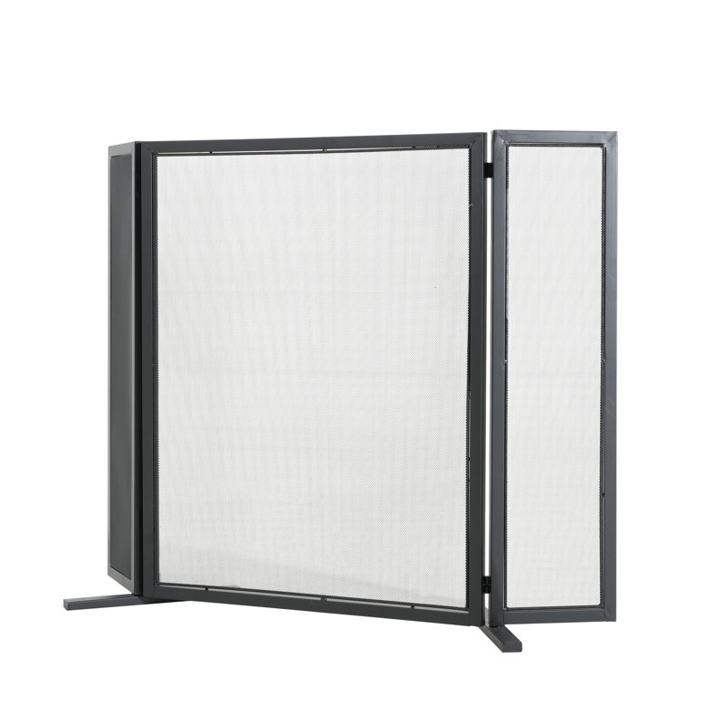  Pare-étincelles en fer 3 panneaux Quiana au design minimaliste, finition noire