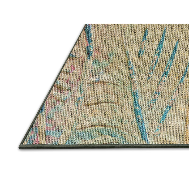 Tapis brun/bleu à motifs Audie, Rectangle 5 pi x 7 pi