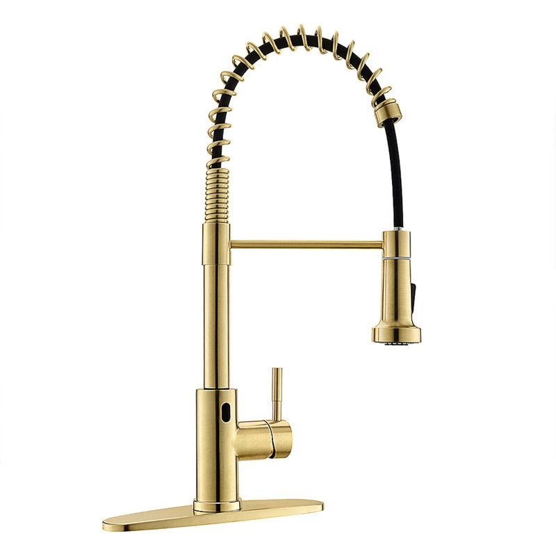 Touchless Kitchen Faucet,Hands Free Automatic Smart Kitchen Faucet, Brushed Gold