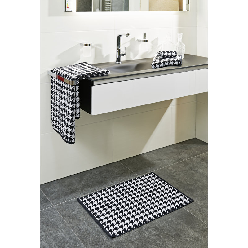 Faucett Midweight Jacquard Hand Towel, Black/White