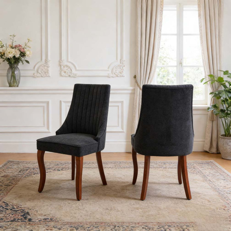 Chaises de salle à manger en chenille, Noir