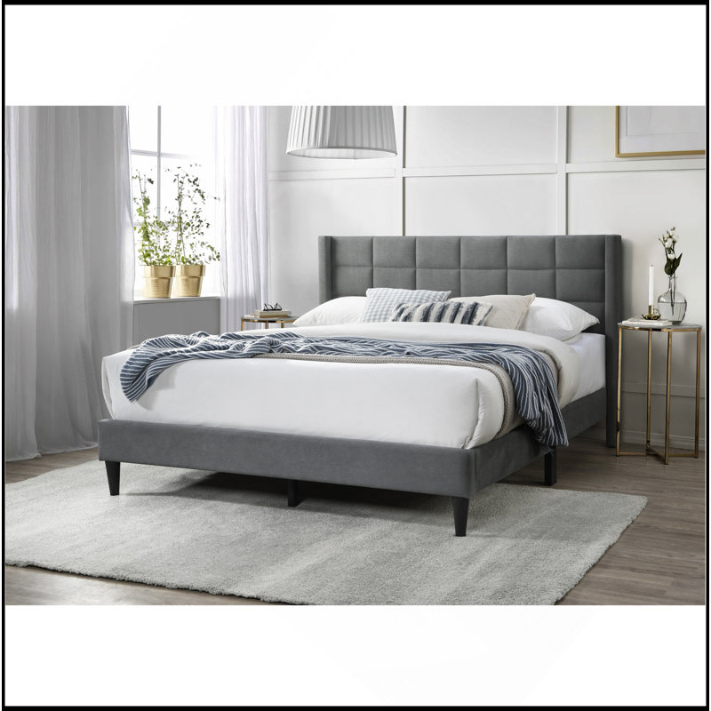 Cadre de lit tête de lit tapissier élégant et moderne 1pc, Gris