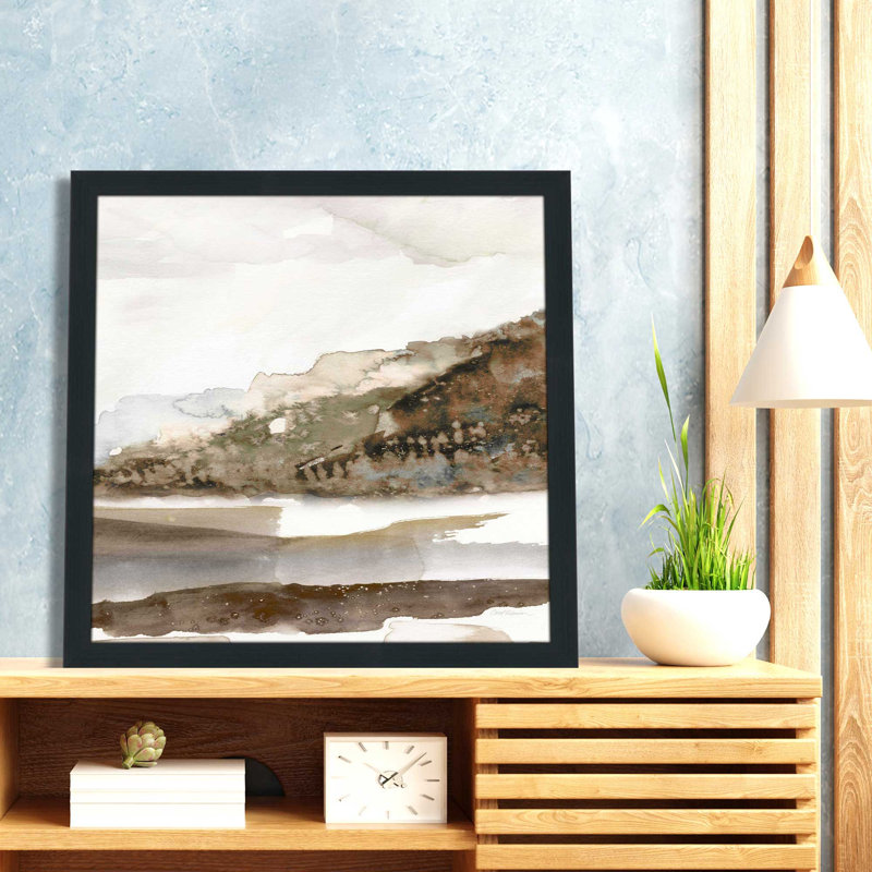 «Mountain Time» par Carol Robinson - Peinture, L 25,5 po x H 25,5 po, Cadre noir