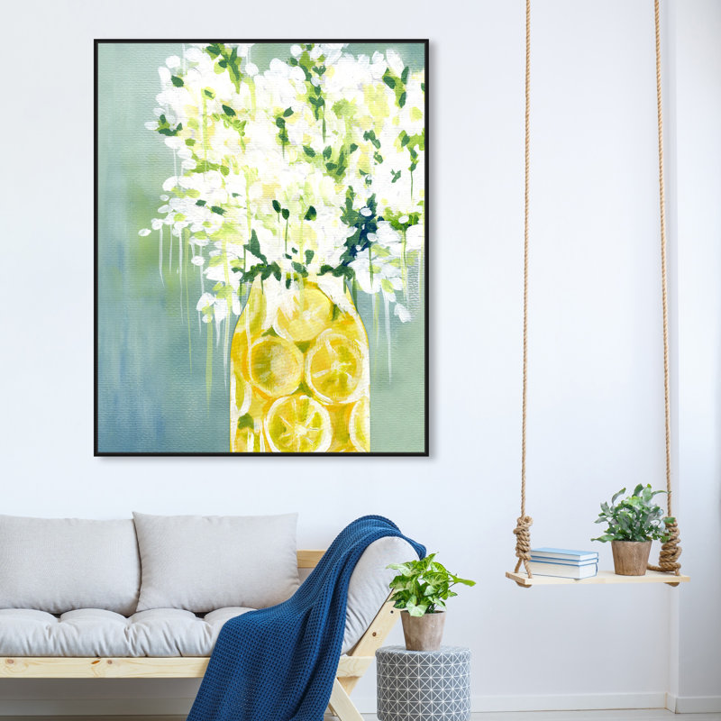 Limoncello - peinture sur toile, Cadre noir, H 20 po x l 17 po
