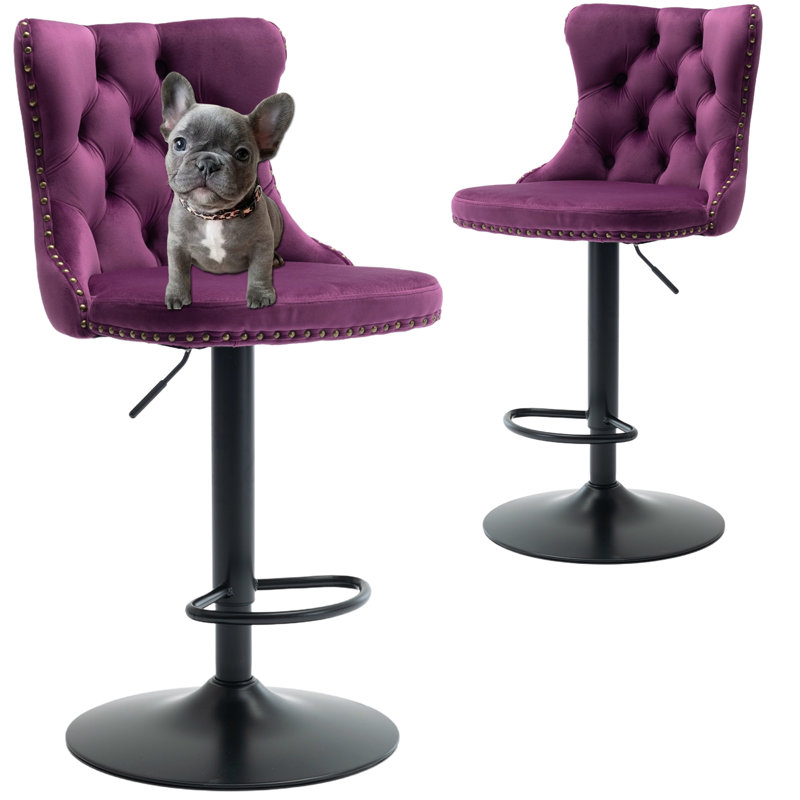 Tabourets de bar rembourrés et capitonnés (ensemble de 2), Mauve