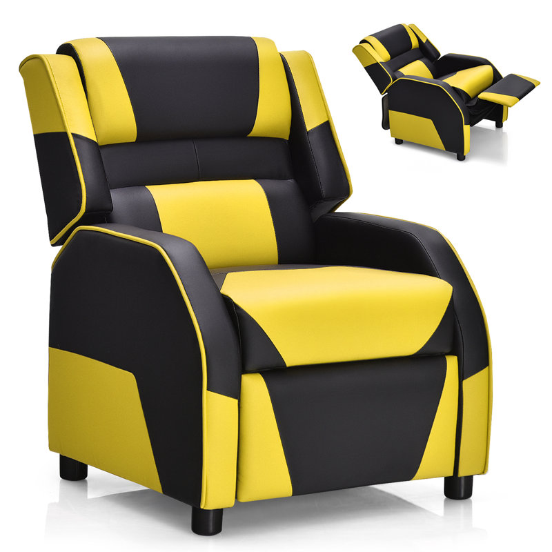 Fauteuil inclinable manuel Eduarte, Similicuir jaune