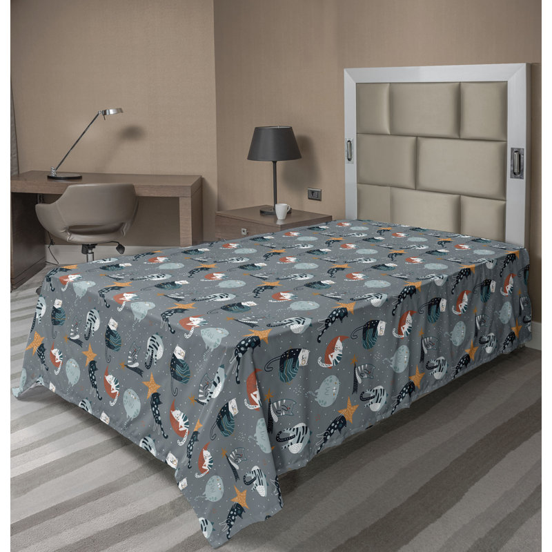 Drap-housse Ambesonne, Drap plat pour lit simple